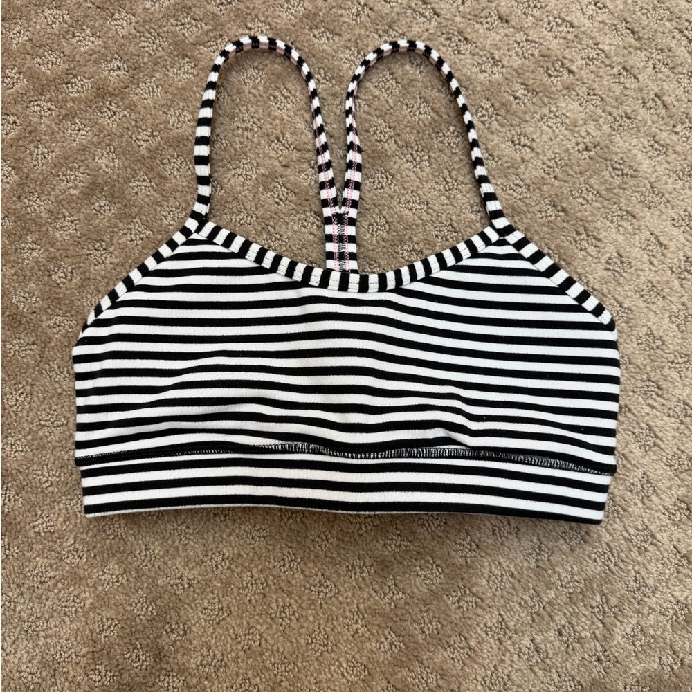 lululemon athletica Black and White Striped Sports Bra